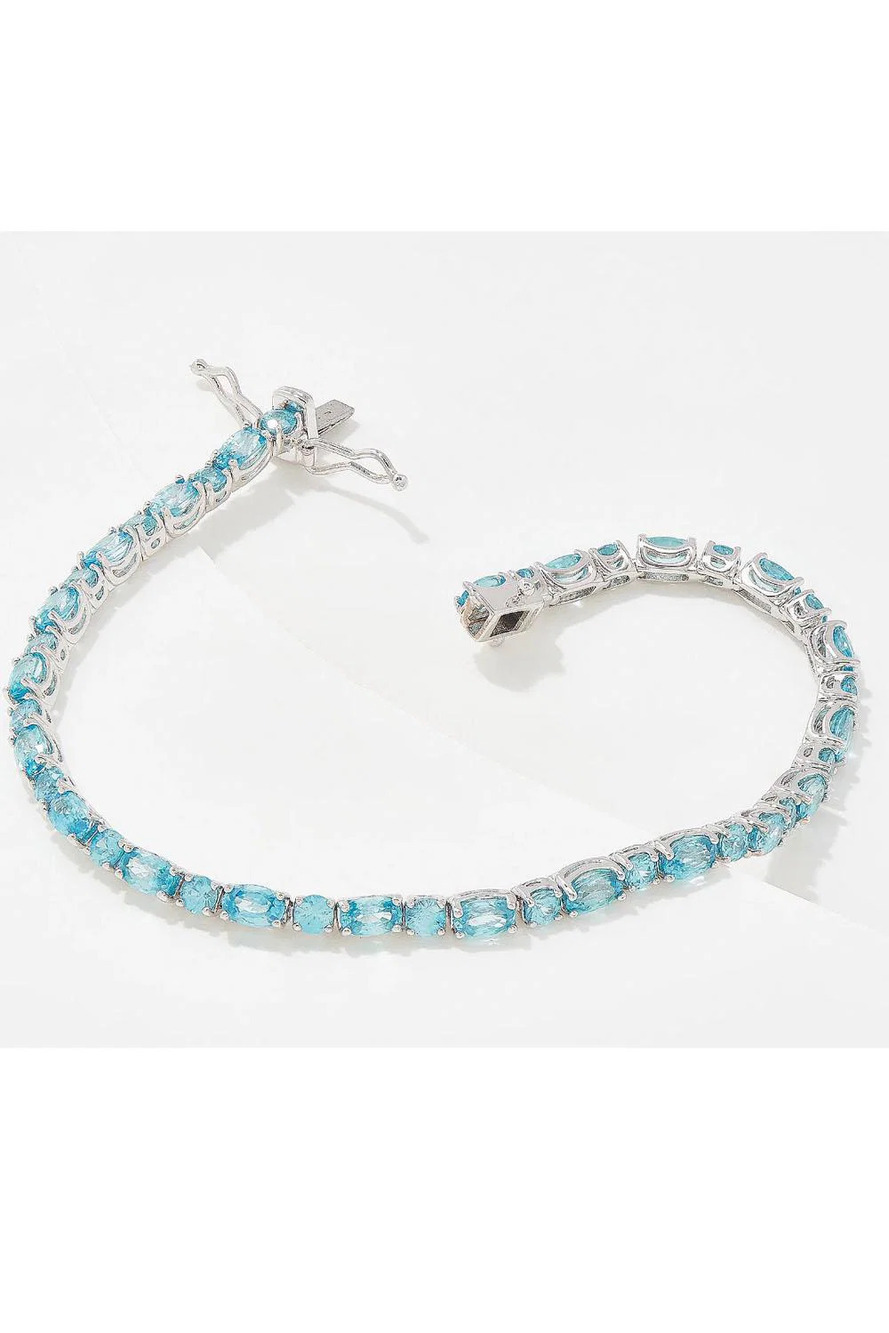 Generation Gems Sterling Silver Filled Tennis Bracelet Blue Zircon